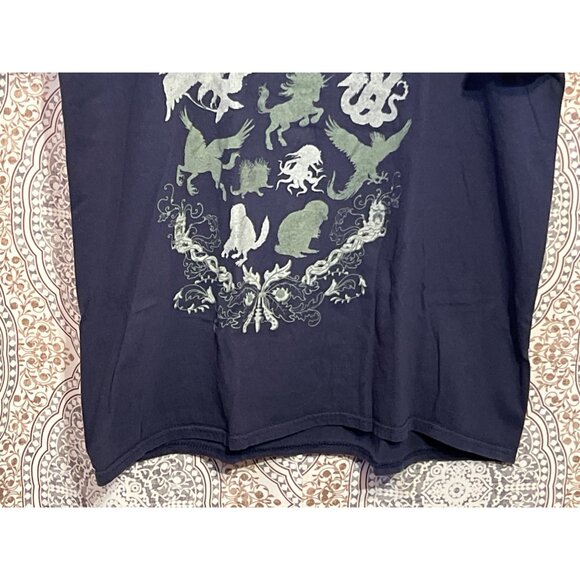 Mens Harry Potter Navy Blue Mythical Creatures Graphic T-Shirt XL Cotton Short S - Picture 5 of 8